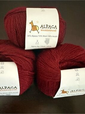 Alpaca Warehouse Burgundy Color Alpaca Blend Yarn 3 Balls